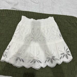 Anthropologie White Lace Eyelet Skirt Size Medium